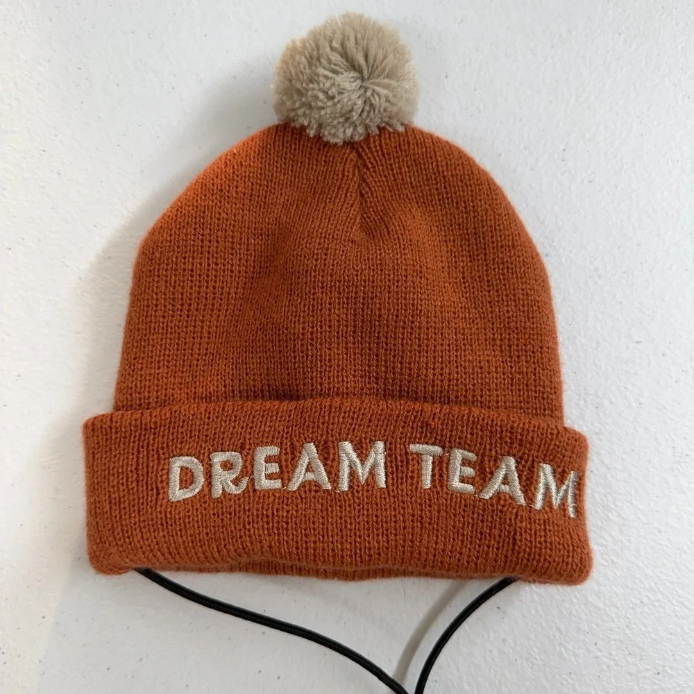 Dog brown orange pompom adjustable beanie winter hat costume accessories small‎